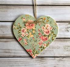 Pink Roses Green Floral Wooden Hanging Heart Home Decor Etsy Wooden Hearts Crafts Heart Diy Crafts Valentine Crafts