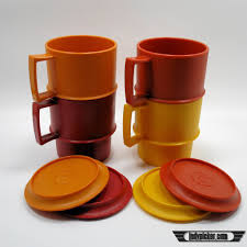 Vintage Tupperware Coffee Set Of 4 Cups With Lids Tupperware Coffee Collectibles Forsale Indypicker Vintage Tupperware Tupperware Coffee Set