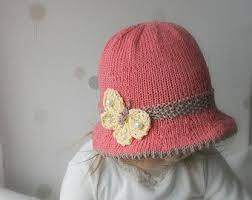 Knitting Pattern Brim Sun Hat Elis With A Knitted Flower X Etsy Modele Tricot Bebe Chapeaux Tricotes Pour Bebe Chapeau Tricote