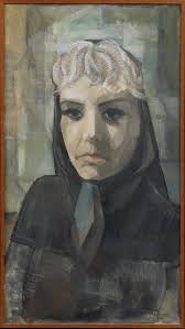 OLLE LARSSON. Kvinna i svart. Olja på duk, signerad och daterad -61. Konst 