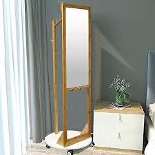 Natsen Porte Manteau A Roulettes Avec Miroir Et Porte Manteaux Pivotant A 360 Bois Amazon Fr Cuisine Maison En 2020 Porte Manteaux Bois Miroir