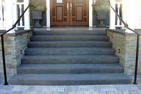 Black Tapestry Granite Solid Stair Blocks Caps Flamed Finish Entry Steps Front Entry Steps Concrete Steps