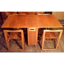 Mid Century Drop Leaf Gateleg Dining Table With Stow Away Folding Chairs Space Saver C Space Saving Dining Room Dining Table Space Saving Dining Room Table