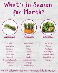 What S In Season For March Produce For Kids Season Fruits And Vegetables Vegetable Recipes Fruit And Veg