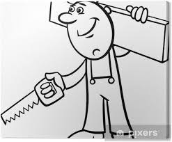 Discover all our printable coloring pages for adults, to print or download for free ! Worker With Saw Coloring Page Canvas Print Pixers We Live To Change