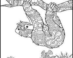 Sloth on a branch coloring book for adults vector illustration. Pin On Coloring Ape