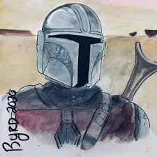The Mandalorian Watercolor Painting Star Wars Art Painting Star Wars Art Watercolor Paintings