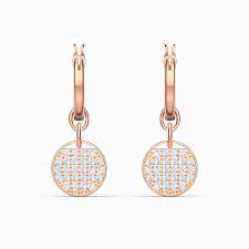 Ginger Mini Hoop Pierced Earrings White Rose Gold Tone Plated Gemorie