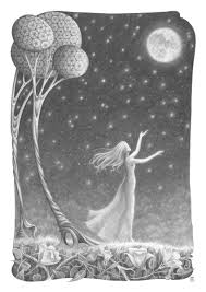 Longing Pencil Sketch By Tania Crossingham Standing Under The Night Sky Feeling The Energy Of The Universe Flowing On The Wind Illustration Arte Ilustracao