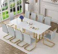 Amazon.com: JUFU Juego de mesa de comedor de mármol para 10 ...