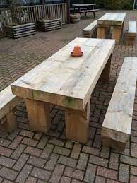 Railway Sleeper Garden Furniture Garden Table Pallet Garden Furniture Outdoor Dining Table