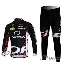 Orbea Pro Team Fahrradtrikot Fahrradbekleidung Langarm Lang Radhose Schwarz Rot