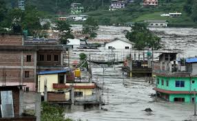 Overflow of water that submerges land that is not normally submerged. Nepal Flood 1 Indian 2 Chinese Workers Killed In Flood In Nepal