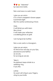 Carol Ann Duffy Valentine Carol Ann Duffy Literature Duffy