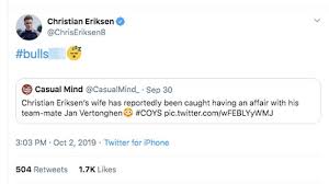 Denmark and tottenham hotspur playmaker christian eriksen has taken to social media to dismiss wild rumors that spurs teammate jan vertonghen had an affair with his girlfriend. Christian Eriksen Shoots Down Wild Rumour His Wife Had Affair With Jan Vertonghen Mirror Online
