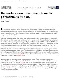 Pdf Dependence On Government Transfer Payments 1971 1989