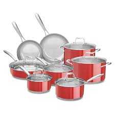 Kitchenaid Stainless Steel Cookware Set 14 Pc Assorted Colors Pots Pans Frying Pans R Cookware Set Stainless Steel Cookware Set Cookware And Bakeware