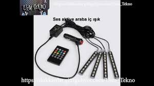 Arac Ici Ayak Alti Kumandali Rgb Sese Duyarli Led Lamba Youtube
