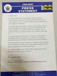 Zimbabwe: Government Press Statement on the “Gold Mafia” (04.04.2023) –  MinBane