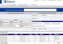 This is a monthly time table for load shedding. Eskom Load Shedding Schedules News