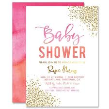 Rosie Pink Orange Ombre Baby Shower Invitation Bridal Shower Invitations Shower Invitations Wedding Shower Invitations