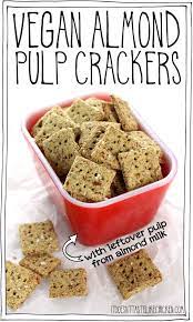 Vegan Almond Pulp Crackers Recipe Almond Pulp Recipes Almond Pulp Healthy Vegan Snacks