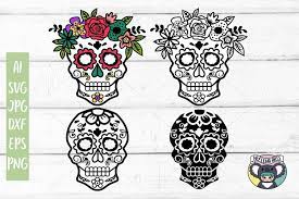 Download Sugar Skull Svg Floral Wreath Files For Cricut Cut File 590066 Cut Files Design Bundles