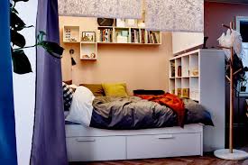Släkt bed frame with storage and slatted bedbase. Small Bedroom Storage Ideas Ikea Novocom Top