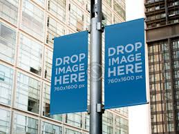 Placeit Mockup Template Of A Set Of Banners Hanging From A Street Lamp Street Banners Banner Template Mockup Template