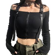 Women's halter backless knitted crop top v neck bandage stripe crop tank top vest top. Spring T Shirt Women Long Sleeve T Shirt Crop Top 2021 Korean Fashion Style Feminina Knitted Cotton Black Sexy Short Tshirt T Shirts Aliexpress