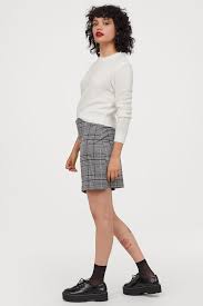 Black And White Checkered Skirt H M Short Jersey Skirt Black Checked Ladies H M Us Jersey Skirt Skirts Check Skirt