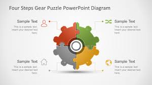 4 Step Gear Puzzle Powerpoint Template