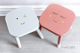 cute ikea hack for kids spaces diy painted faces on the ikea flisat children s stools ikea hacken kinder ikea kids ikea kinderzimmer