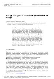 Giuliano angella, national research council of italy, institute icmate, italy jacek banaś, agh university of science and technology, poland roberto enrique boeri, conicet university of mar del plata, argentina artur bobrowski, agh university of science and technology, poland franco bonollo, padova university dept. Pdf Exergy Analysis Of Cavitation Pretreatment Of Sludge