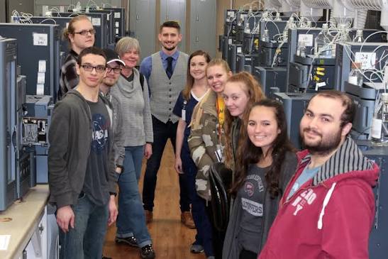 WKU - Molecular biotechnology students surrounded by 23 LC-mass specs: On  February 15, students of the "Contemporary Issues in Biotechnology" course  and their instructor Dr. Jacobshagen toured the biotech company PremierTox,  which