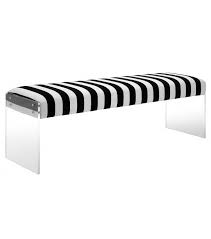 Black And White Striped Bench Black White Striped Velvet Bench Flat Acrylic Legs Acrylic Bench Acrylic Furniture Furniture