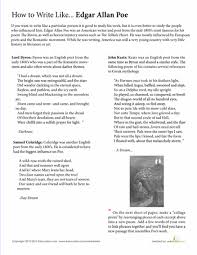 How To Write Like Edgar Allan Poe Worksheet Education Com Literary Technique Writing Writing Challenge