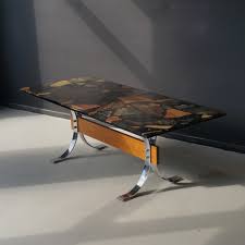 Luxury coffee solid wood river design dining table restaurant table resin epoxy table. Stone Epoxy Resin Coffee Table 1960s 68422