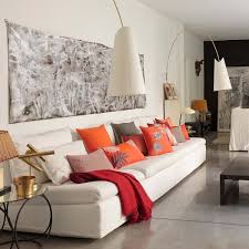 Pillow cover orange rust brown ecru green floral throw accent 18 x 18 inch (s. Orange Pillows In White Living Room Iosis Http Www Kenisahome Com Blog Living Room Inspiration White Living Room Room Inspiration