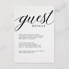 Simple Modern Typography Guest Information Enclosure Card Zazzle Com In 2020 Kid Free Wedding Invitations Wedding With Kids Wedding Details Card