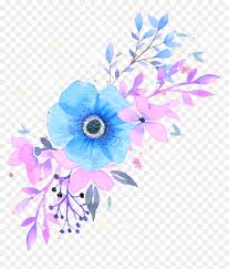 Colorful flowers isolated on white background. Blue And Pink Watercolor Flowers Hd Png Download Vhv