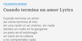 Cuando Termina Un Amor Lyrics By Yolandita Monge Cuando Termina Un Amor