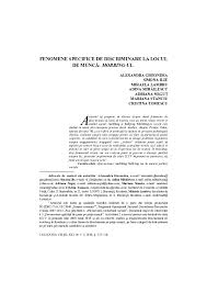 Afla care sunt semnele ca un copil e intimidat, ce putem face pentru a combate un astfel de comportament in randul copiilor. Pdf Fenomene Specifice De Discriminare La Locul De MuncÄƒ Mobbing Ul Adriana Negut And Alexandra Gheondea Eladi Academia Edu