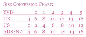 yvonne bennetti size conversion chart