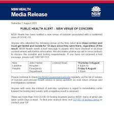 390 new locally acquired cases; Nsw Health On Twitter Public Health Alert New Venue Of Concern Nsw Health Has Been Notified A New Venue Of Concern Associated With A Confirmed Case Of Covid 19 Https T Co To3zlmroqa