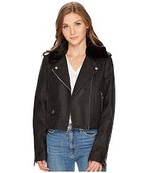 Levi S R Asymmetrical Banded Bottom Moto With Sherpa Collar Black Women S Coat Put Some In 2020 Leather Jackets Women Faux Leather Motorcycle Jacket Leather Jacket