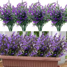 Browse wilko's range of artificial succulents, greenery and flowers. Amazon Com Gbd 20 Bundles Lavender Artificial Flowers Outdoor Uv Resistant Flowers Plastic Fake Flowers Plants For Outside Artificial Flowers Faux Plants For Window Box Hanging Planter Home Porch Purple Kitchen Dining