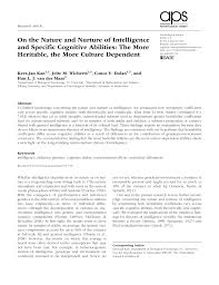 Pdf On The Nature And Nurture Of Intelligence And Specific