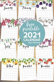 2021 Free Printable Calendar Floral Paper Trail Design In 2020 Free Printable Calendar Printable Calendar Planner Printables Free