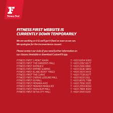 But these are unusual times, so please check that venues remain open. Update 11 00 Website Is Now Fitness First Malaysia Facebook